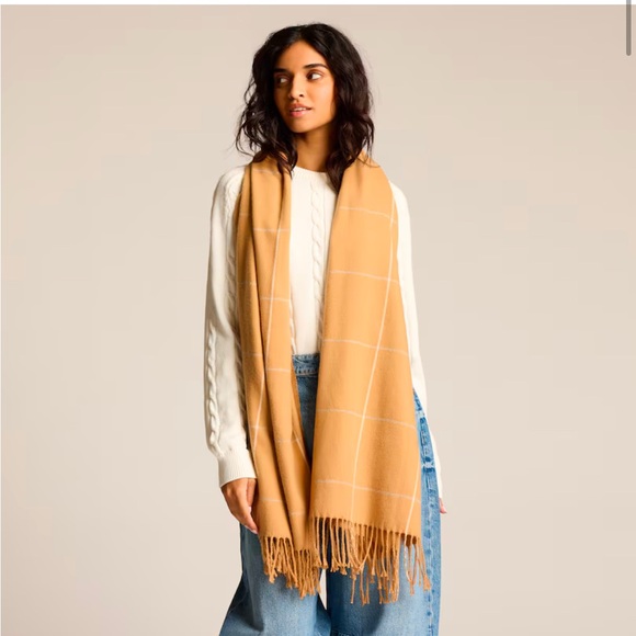 Love & Lore Tan Windowpane Scarf - Picture 2 of 5